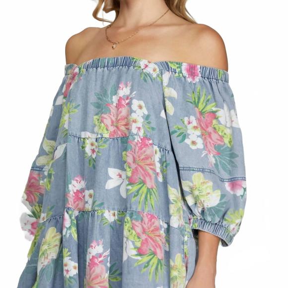 NEW FASCINATION floral print mini dress in light blue - Picture 4 of 4